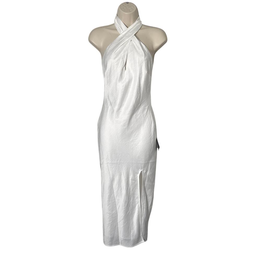 NWT Lulus Beyond Classy White Satin Halter Midi Dress Size XS - Picture 3 of 11